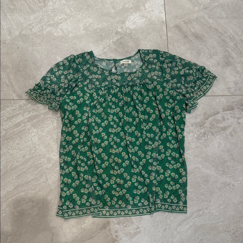 Max Studio Green Floral Blouse